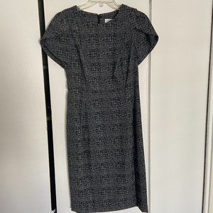 Calvin Klein Tulip Sleeve Dress in Black/Grey Plaid (Size 4)